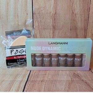 Langmanni Nude Dynamic Velvet Soft Mist Liquid Eyeshadow 8 PC & Blending  Sponge
